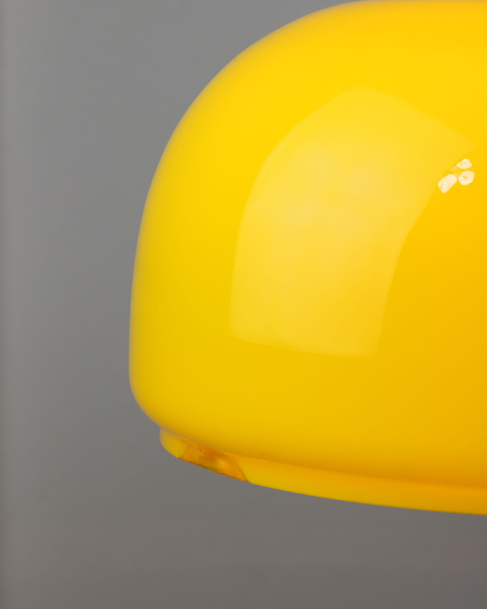 Mid-century Yellow Glass & Brass Pendant Lamp