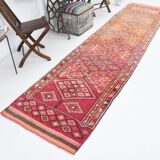 3x12 Red Orange Vintage Runner Rug, 89x373Cm