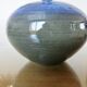 Impressive iridescent blue ceramic lamp with a gradient of green, circa 1960.