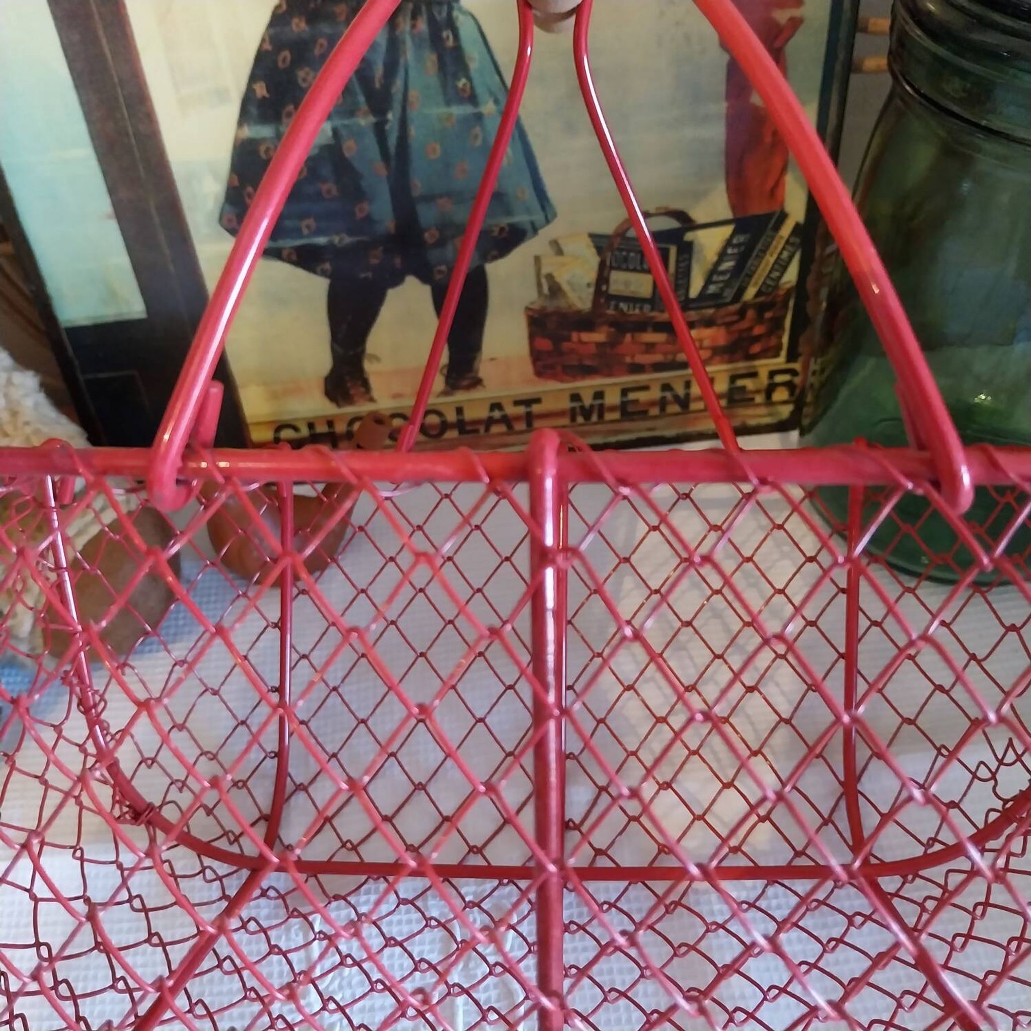 Panier vintage en fer de grillage