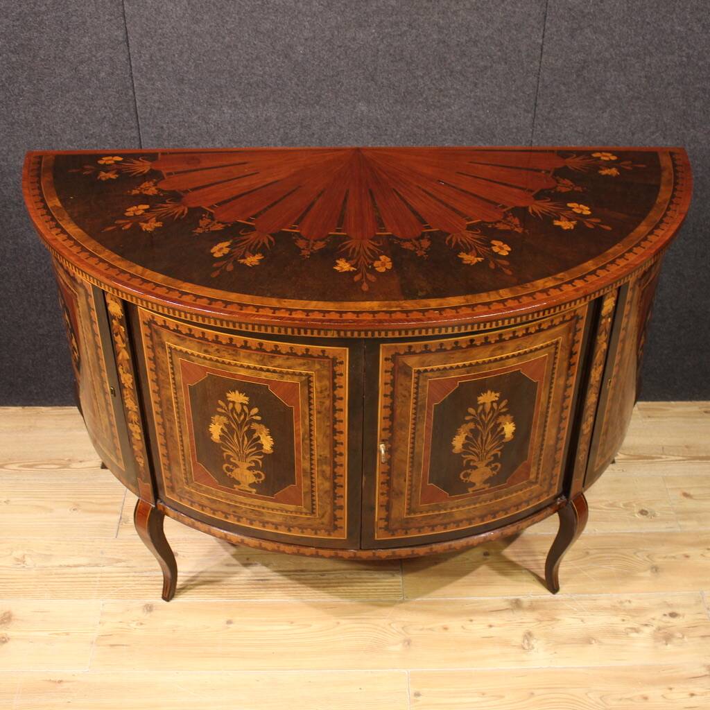 20th Century Inlaid Half Moon Sideboard