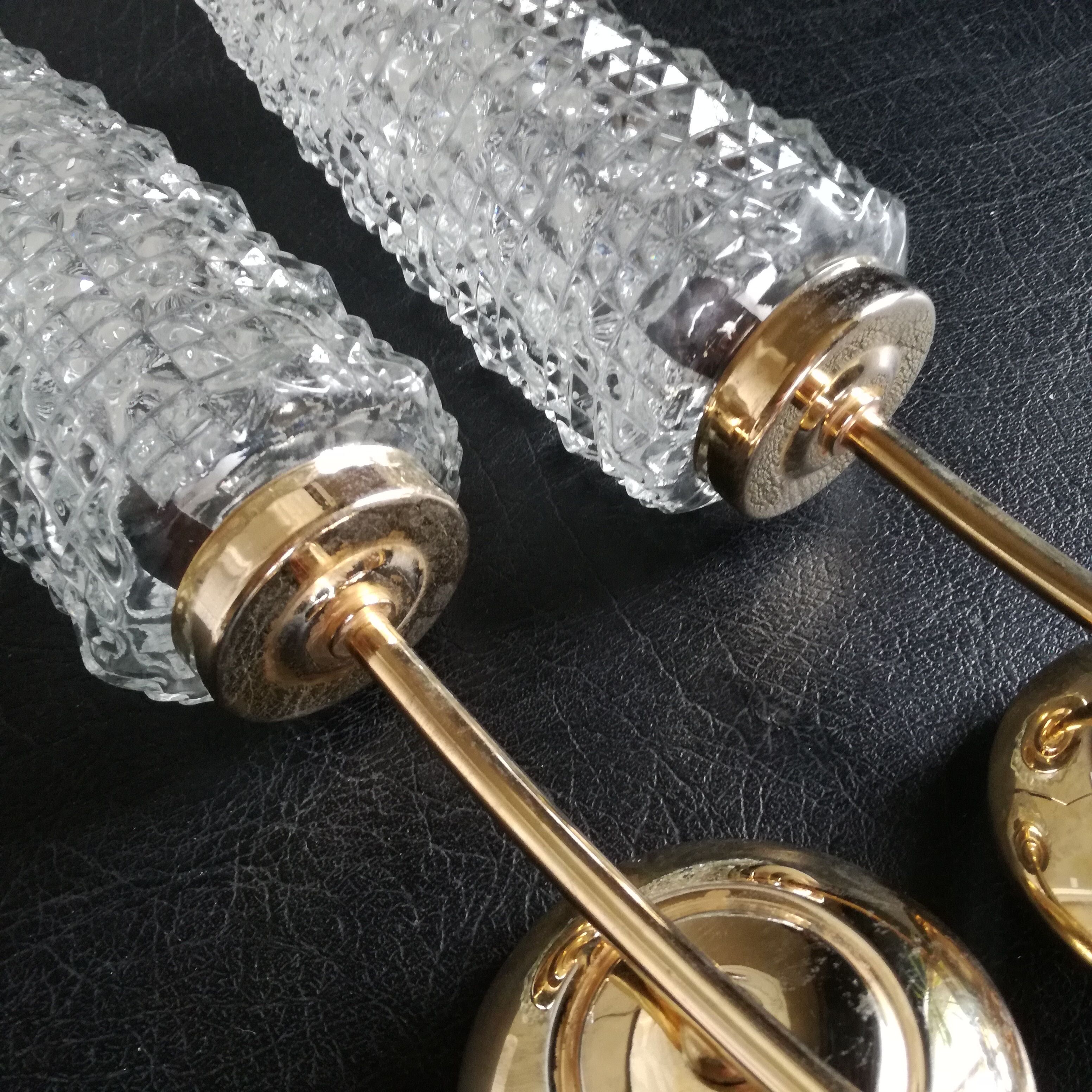 gold metal and glass sconces 1950