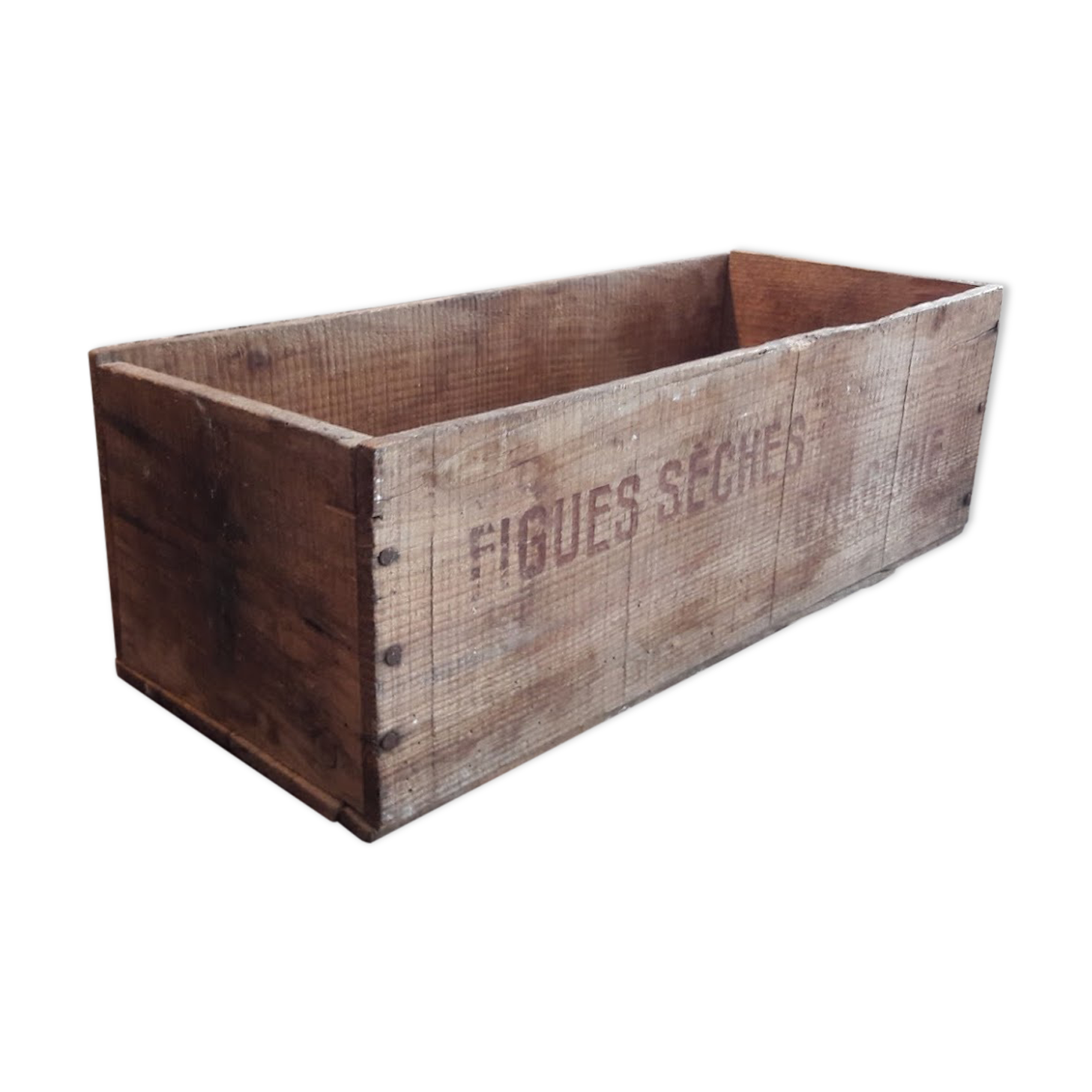 Caisse ancienne en bois pour les figues séches