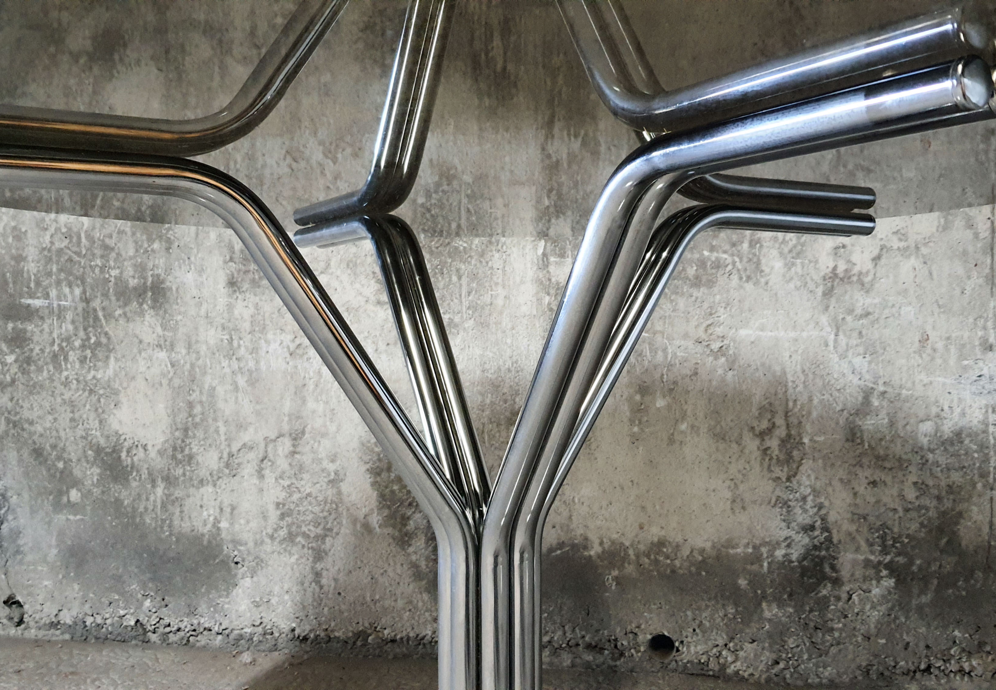 Dining table 1970 chrome and smoked glass