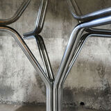 Dining table 1970 chrome and smoked glass