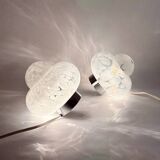 Pair of 1960s UFO Table Lamps with Marbled Glass Lampshade