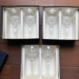 6 engraved crystal stemmed glasses