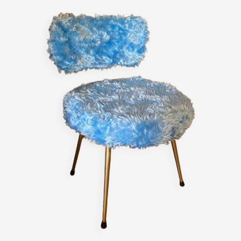 Vintage blue Pelfran fur chair
