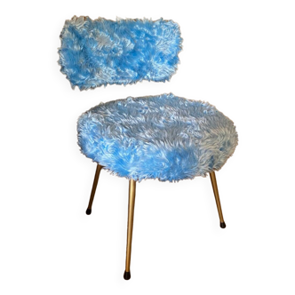 Vintage blue Pelfran fur chair