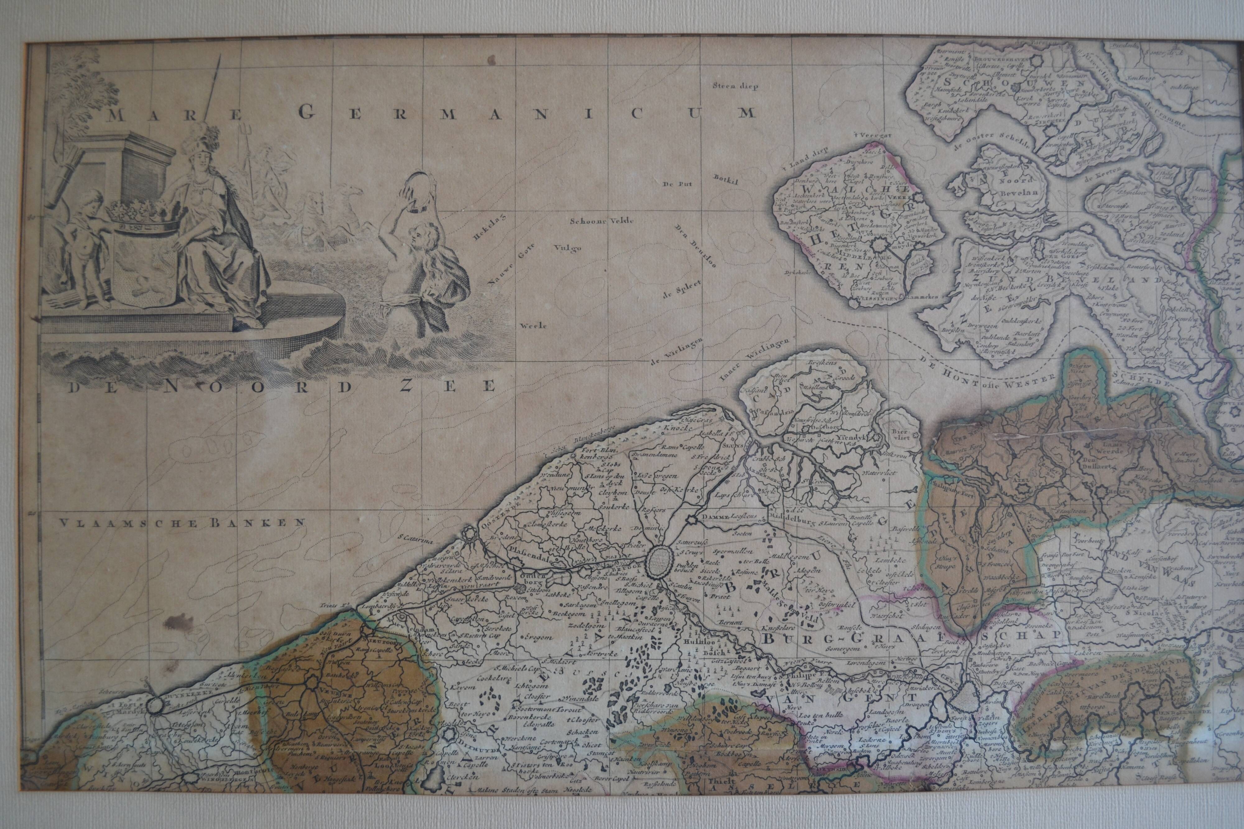 Map of the County of Flanders Belgium by Peter Schenck (1660 1718)