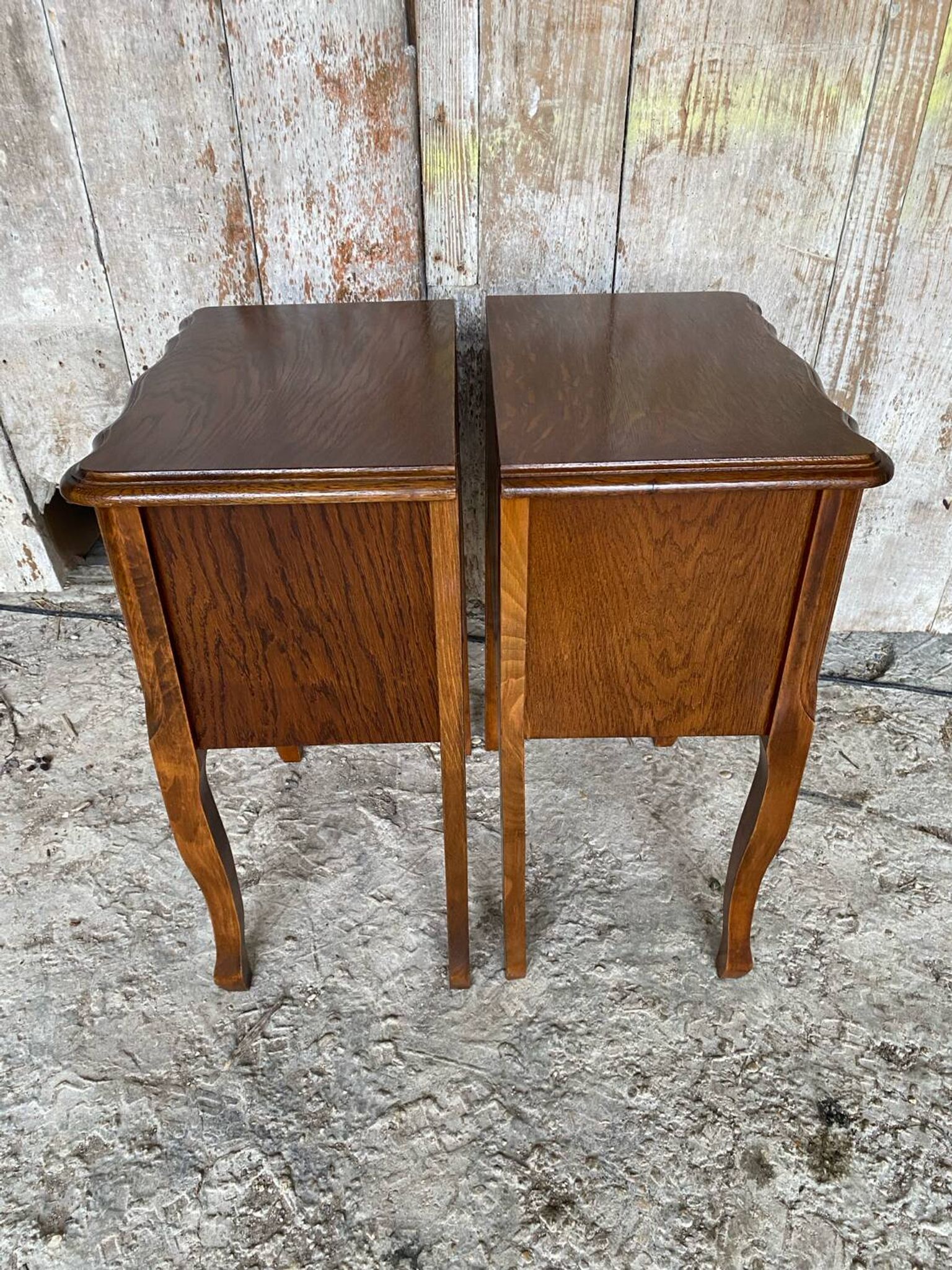 Paire chevet table nuit style louis xv bois tiroir + case vintage
