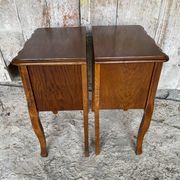 Paire chevet table nuit style louis xv bois tiroir + case vintage