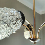 Vintage chandelier in brass and glass