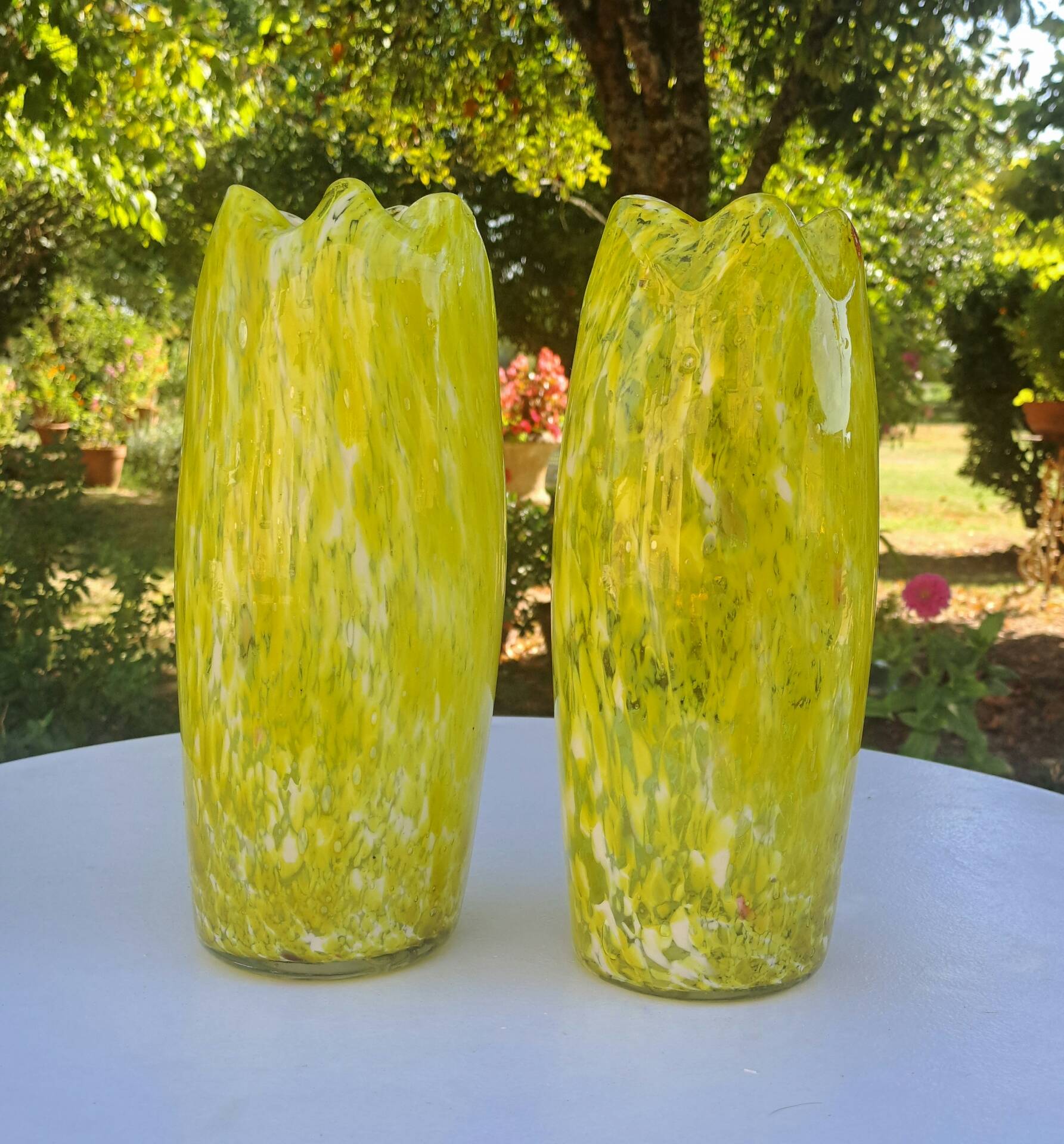 Pair of blown glass vases Clichy Legras