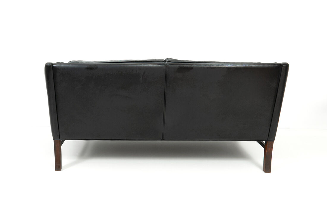 Vintage Danish Black Leather 2-Seater Sofa from Grant Mobelfabrik