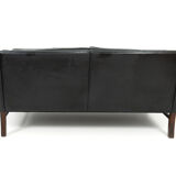 Canapé 2 places vintage en cuir noir danois de Grant Mobelfabrik