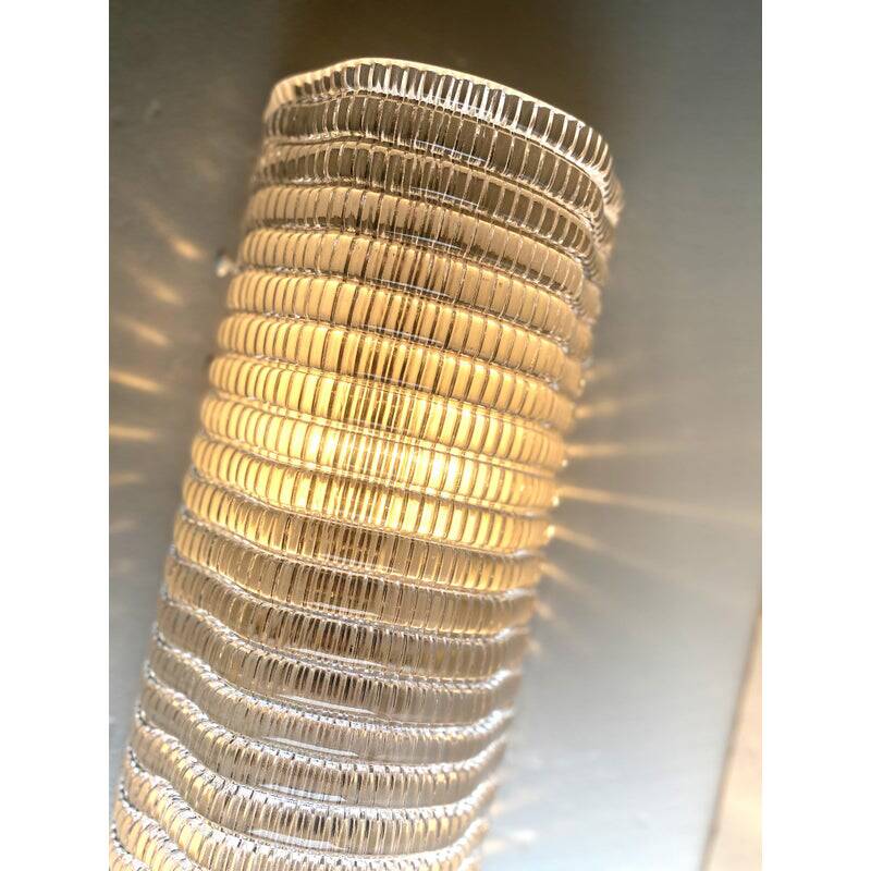 Contemporary Clear Diamonded Rectangular Murano Glass Wall Sconce