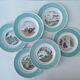 Old dessert plates, talking theme Fables de la Fontaine