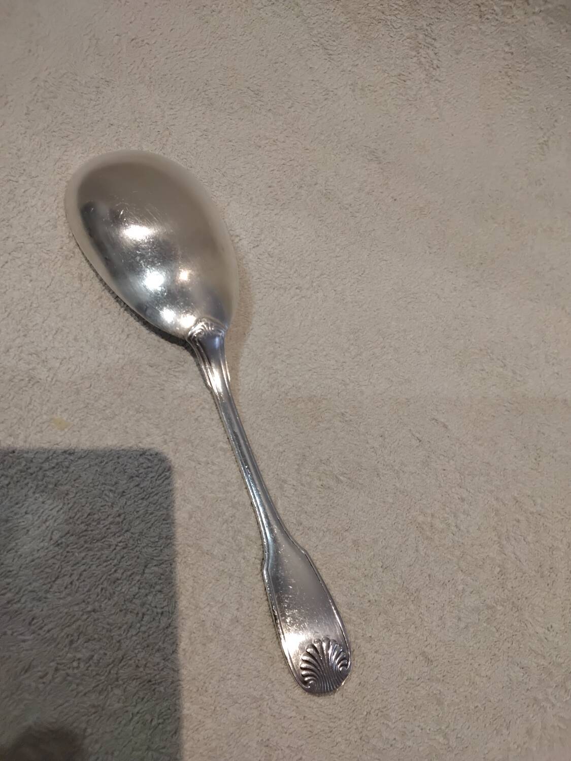 Silver plated rice serving spoons, Christofle Vendome, 25cm