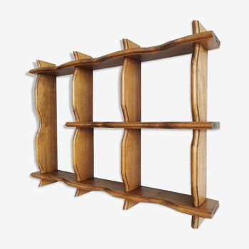 Divided hanging shelf made of oak rustic wall shelf