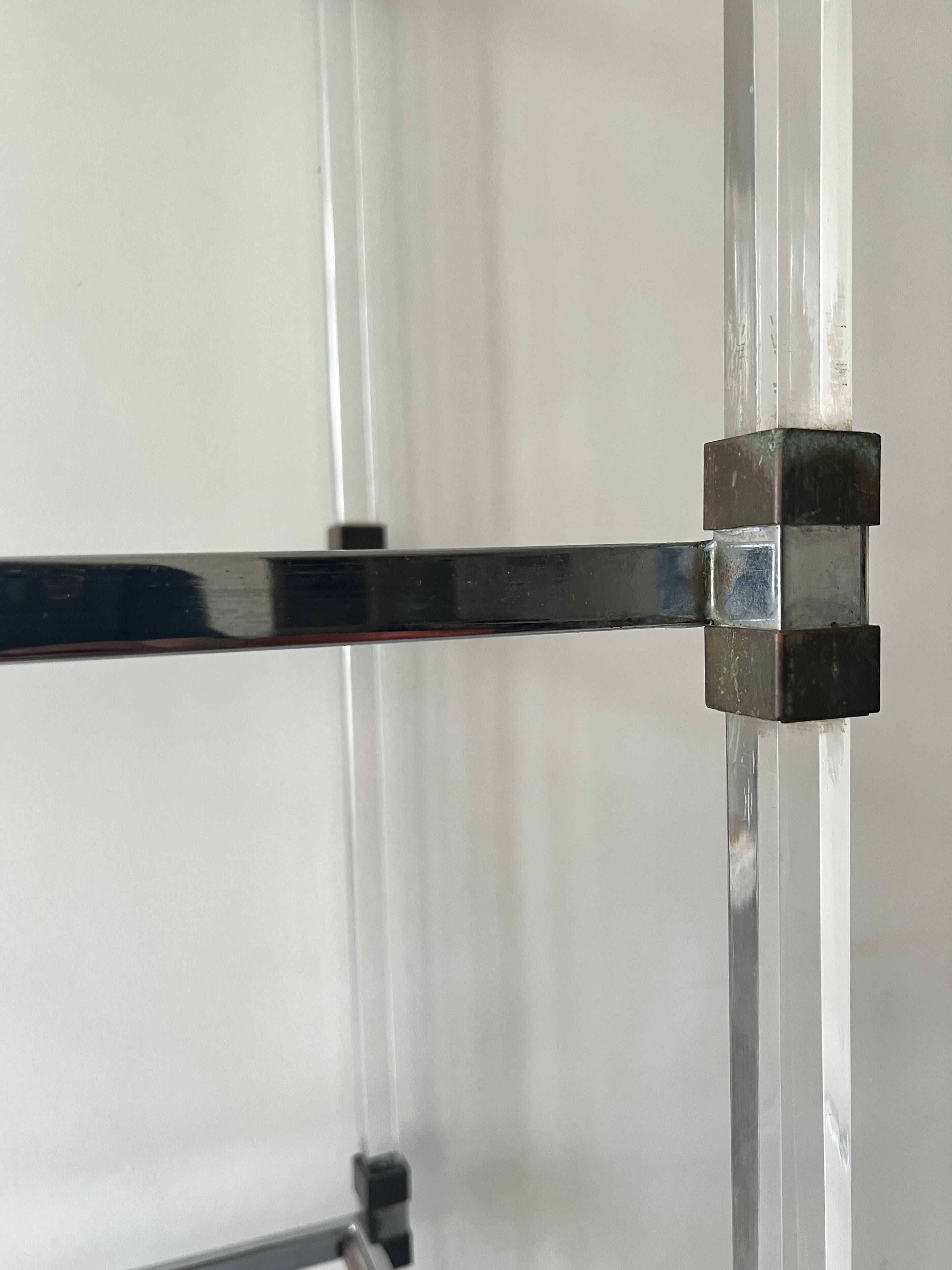 Hollis Jones plexiglass, brass & smoked glass bookcase, 1970 design