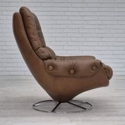1970s, Scandinavian swivel chair, original condition, brown furniture leather.