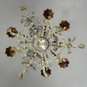 Bronze cage chandelier adorned with crystal drops, circa 1880
