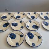 Lot de 10 assiettes plates en faïence de Lunéville