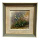 Mid-century oil on panel 'Flowers' by G. Sigrand, vintage & framed 24 × 24 cm