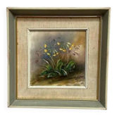 Huile sur panneau 'Fleurs' de G. Sigrand, vintage et encadrée 24 × 24 cm