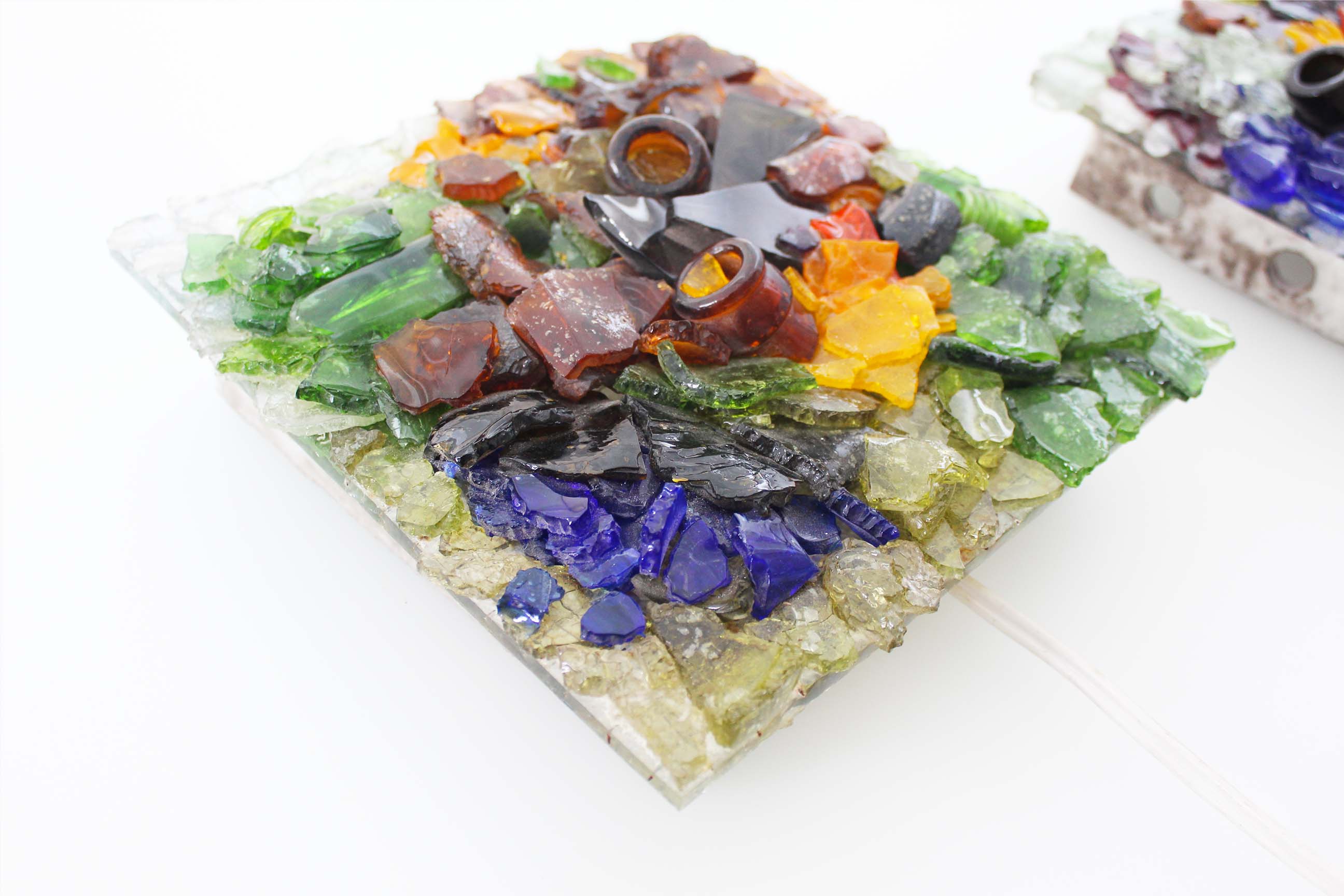 Pair of faceted glass brutalist sconces