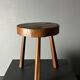 Midcentury brutalist French chunky tripod rustic farmhouse stool, 1950s