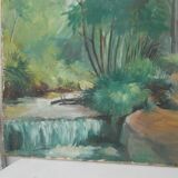Painting landscape oil on canvas river 55 X 38cm