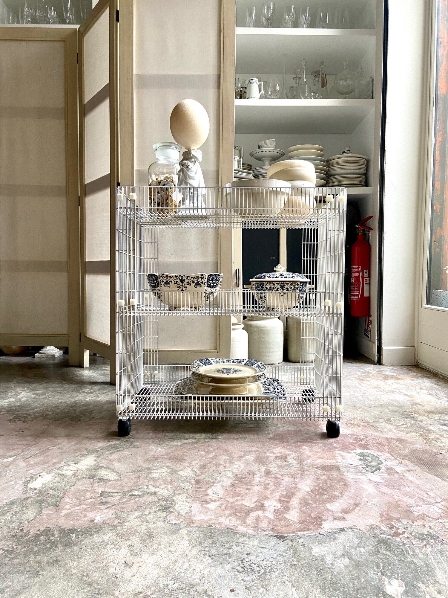 White metal service on wheels trolley