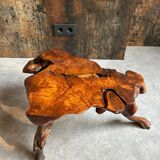 Set (2) old tree trunk tables