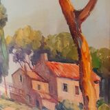 Oil on canvas signed, farmhouse Provençal seaside