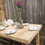 Solid raw wood farm table