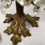 Pair of candlesticks with tassels and flowers in white porcelain