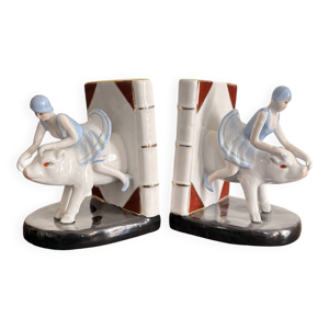 Ancien Paire Serre Livre - porcelaine