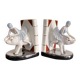 Old Pair of Bookends Porcelain White Girl Woman Equestrian Pig Art