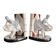 Old Pair of Bookends Porcelain White Girl Woman Equestrian Pig Art