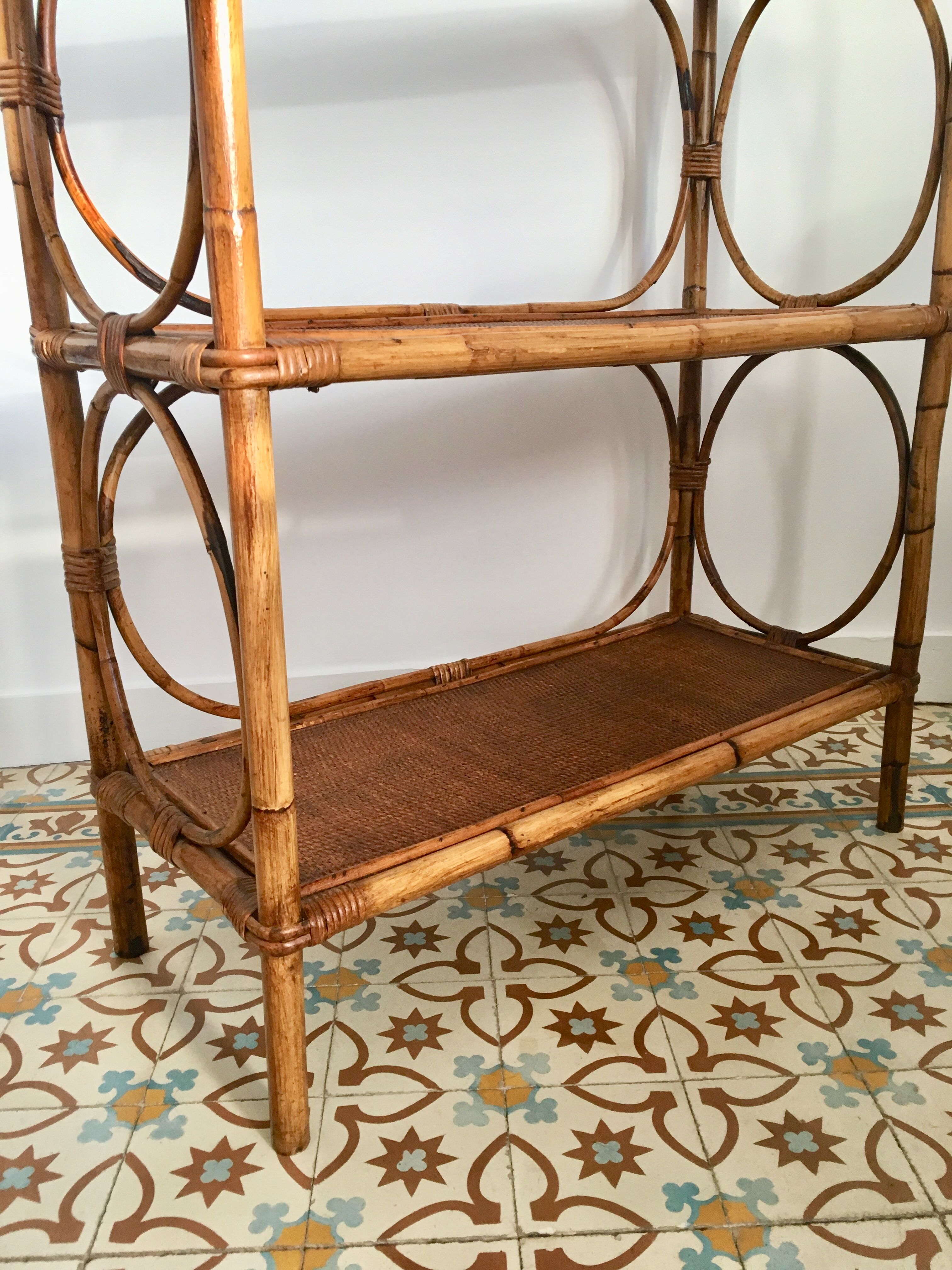 Vintage rattan shelf