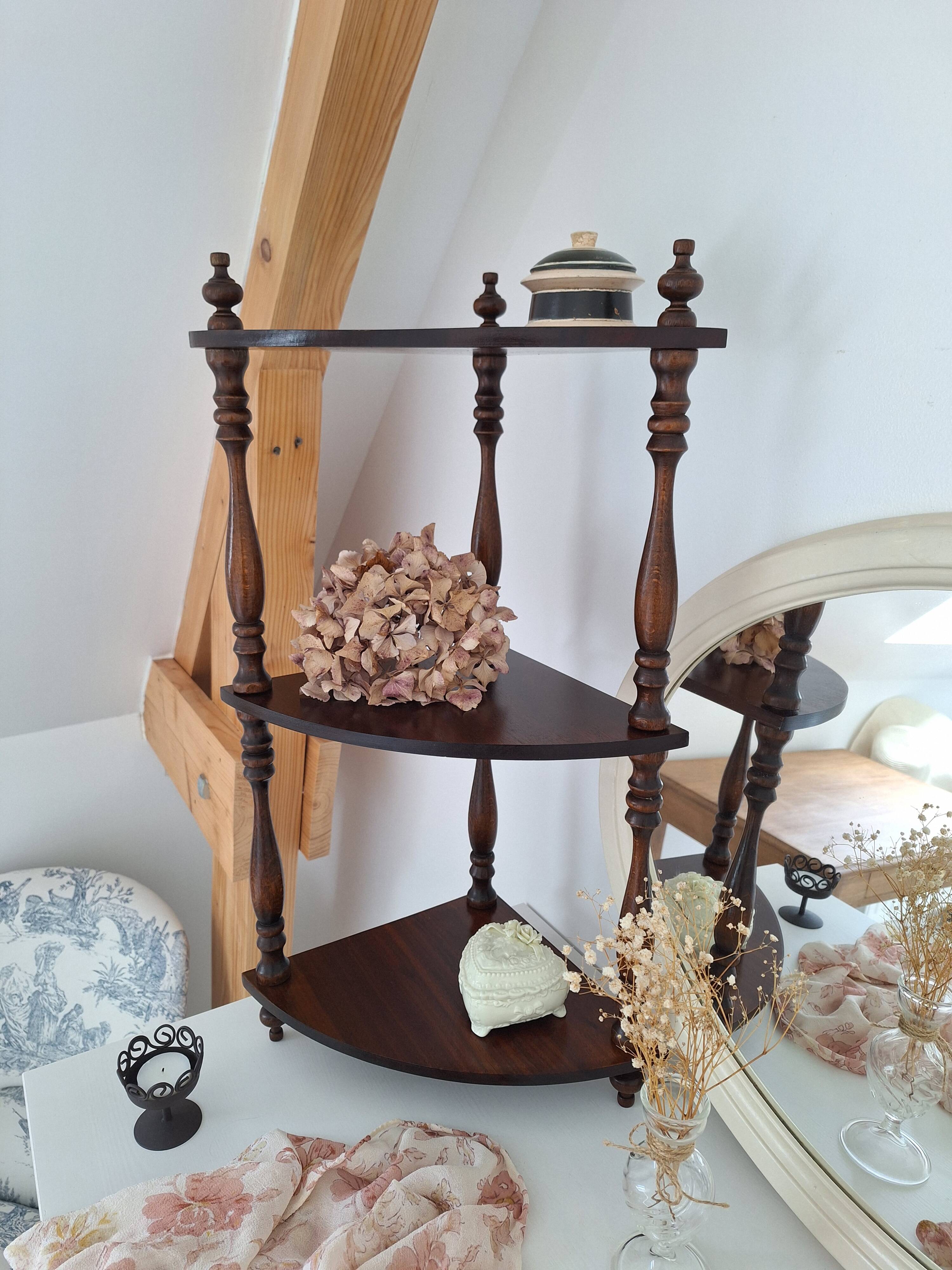 1970s wooden corner shelf