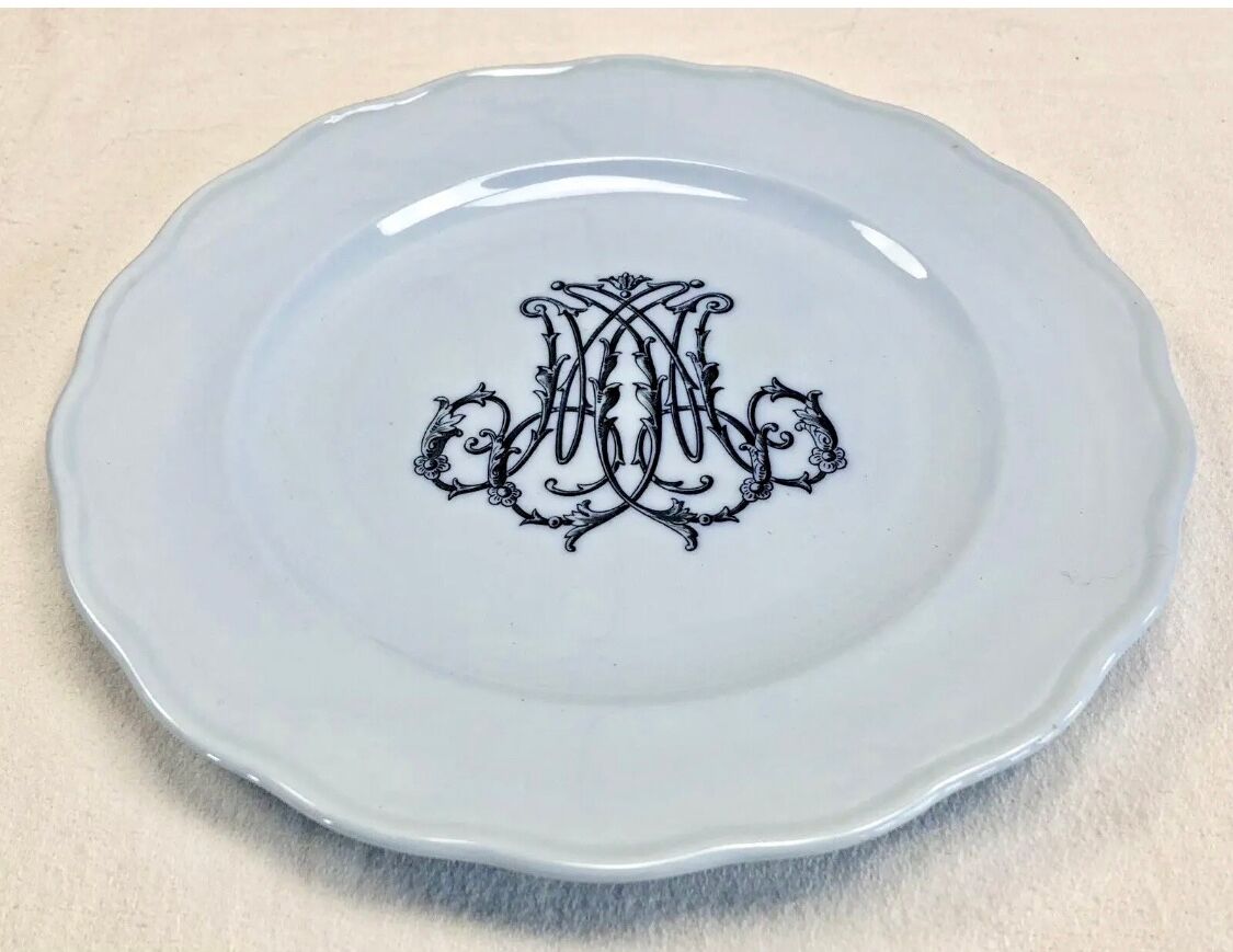 6 anciennes assiettes plates monogrammées Brown Westhead More & Co XIX