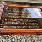Vintage bamboo and leather coffee table
