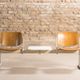 Waiting room bench, with 2 seats and a shelf, signed Castelli