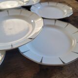8 Dessert Plates in Limoges Porcelain - Silver Rim, Mid-20th Century