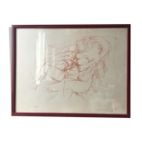 Lithograph Elongated in sanguine by Marcel Gili