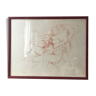 Lithographie « Femme nue allongée » en sanguine par Marcel Gili