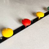 Vintage metal coat rack with colourful plastic hooks, 1960s.
